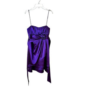 CITY STUDIO Party Dress Purple Satin Pleated Bodice Rosette - size 5